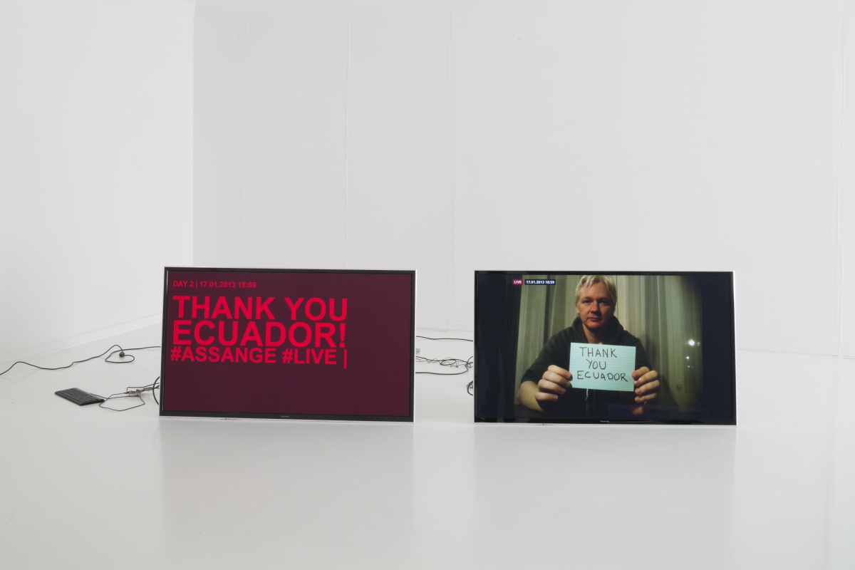 Delivery for Mr. Assange, Helmhaus Zurich, 2014. Cortesía: Helmhaus Zurich, Mancia/Bodmer, FBMstudio Inéditos