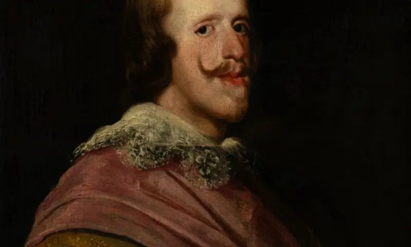<p>Diego Rodríguez de Silva y Velázquez (Taller de). <em>Retrato de Felipe IV</em>, c 1640</p>